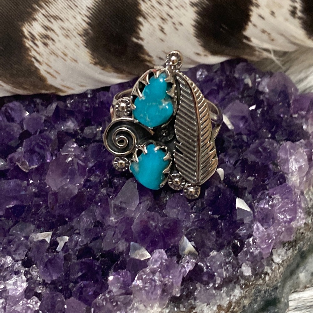 Native American rough cut sleeping beauty turquoise ring